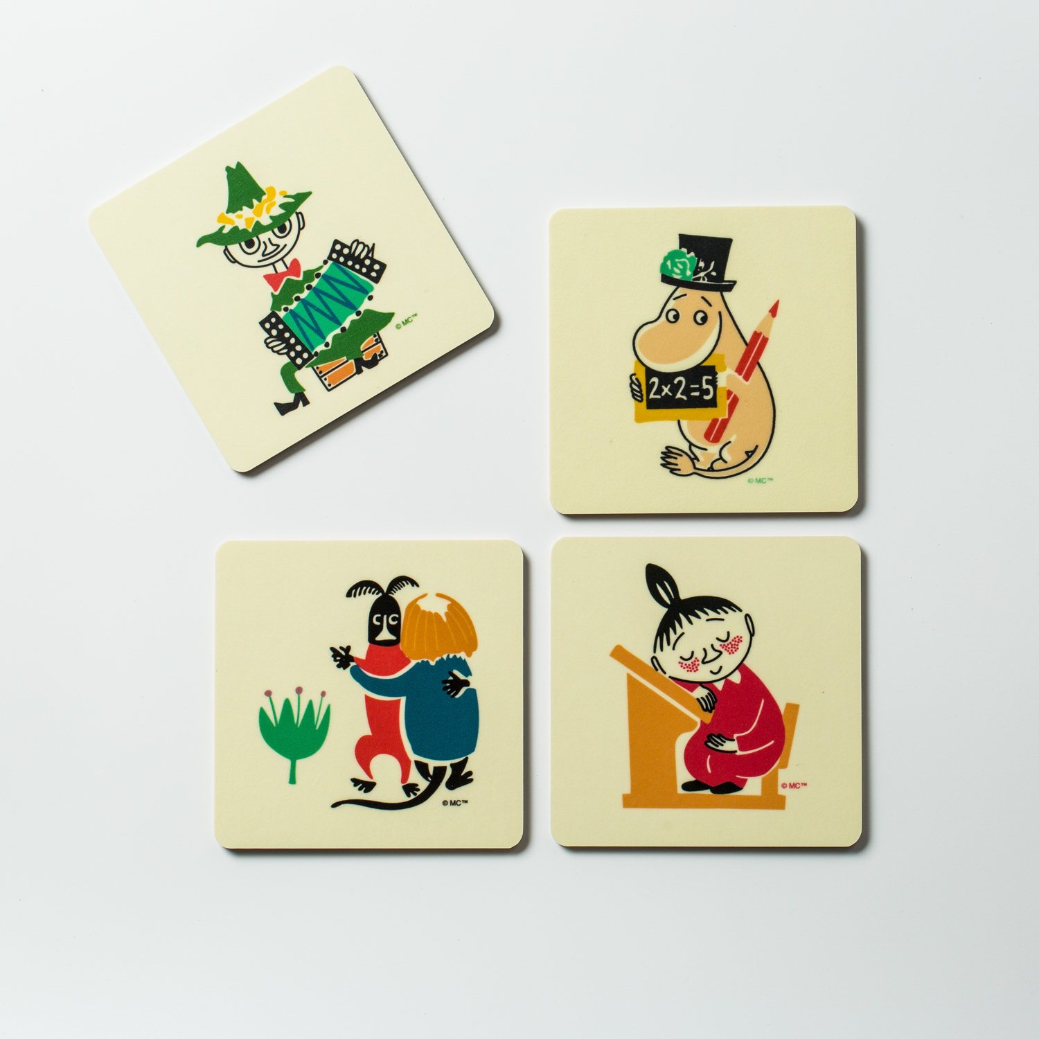 瑞典进口手工制作杯垫-Opto Design姆明系列桦木杯垫4只袋装版，50周年纪念