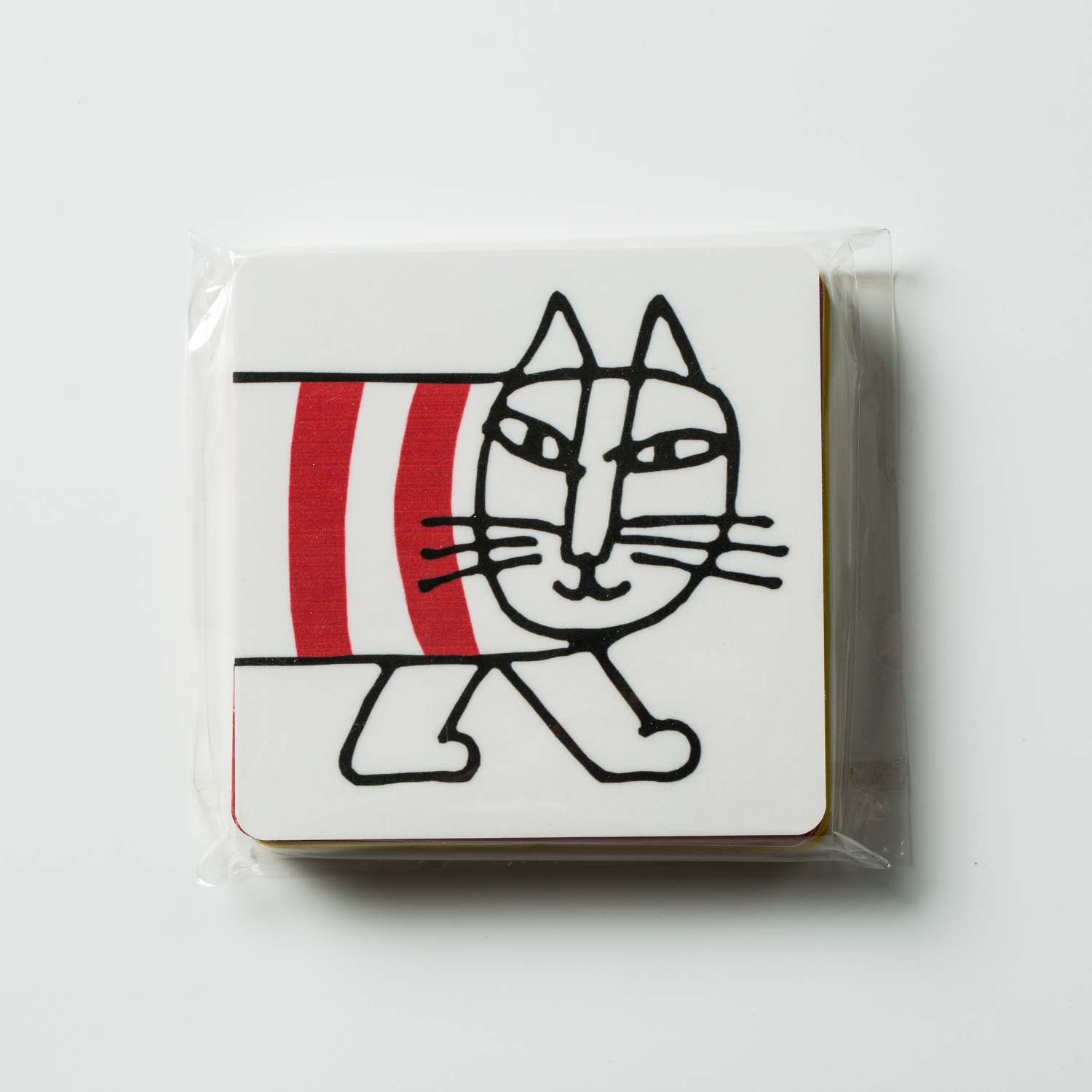 瑞典进口卡通杯垫-Opto Design米琪猫系列方形木质杯垫 6只装