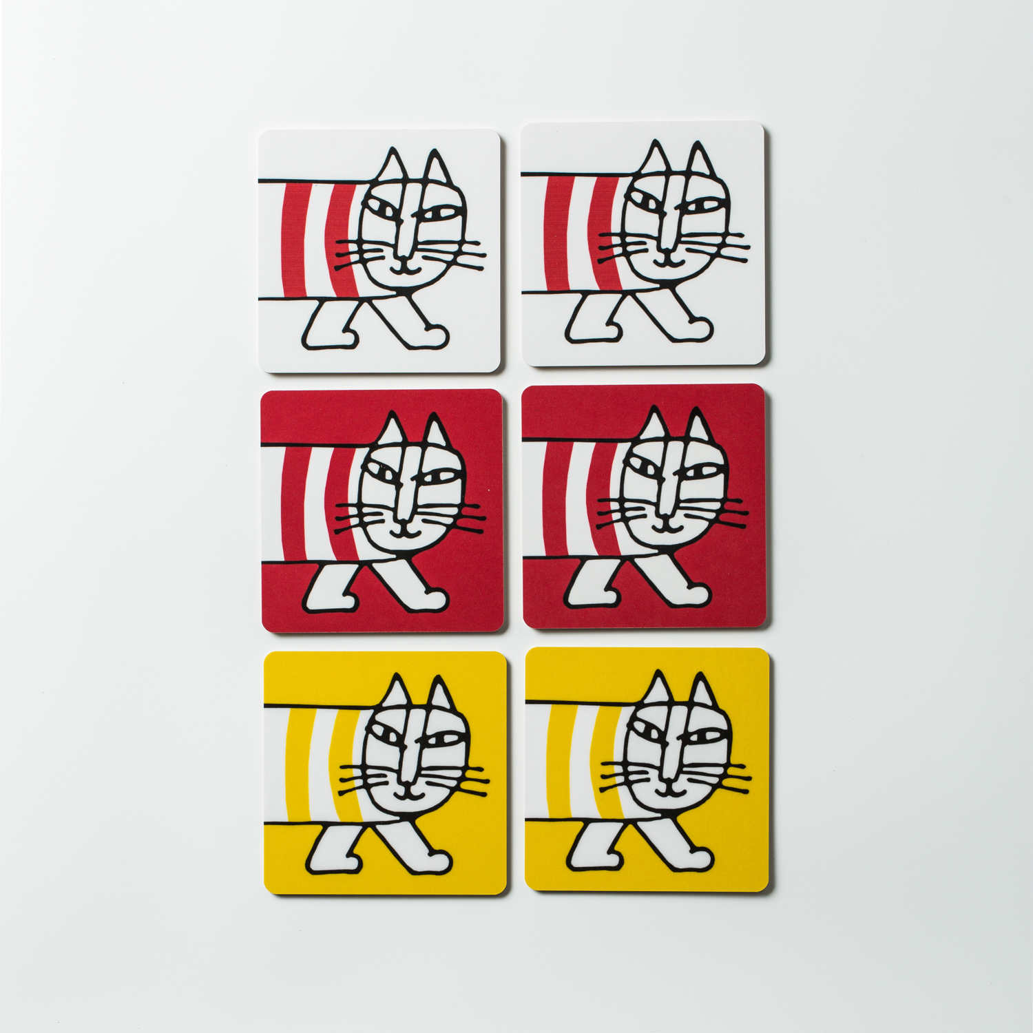 瑞典进口卡通杯垫-Opto Design米琪猫系列方形木质杯垫 6只装