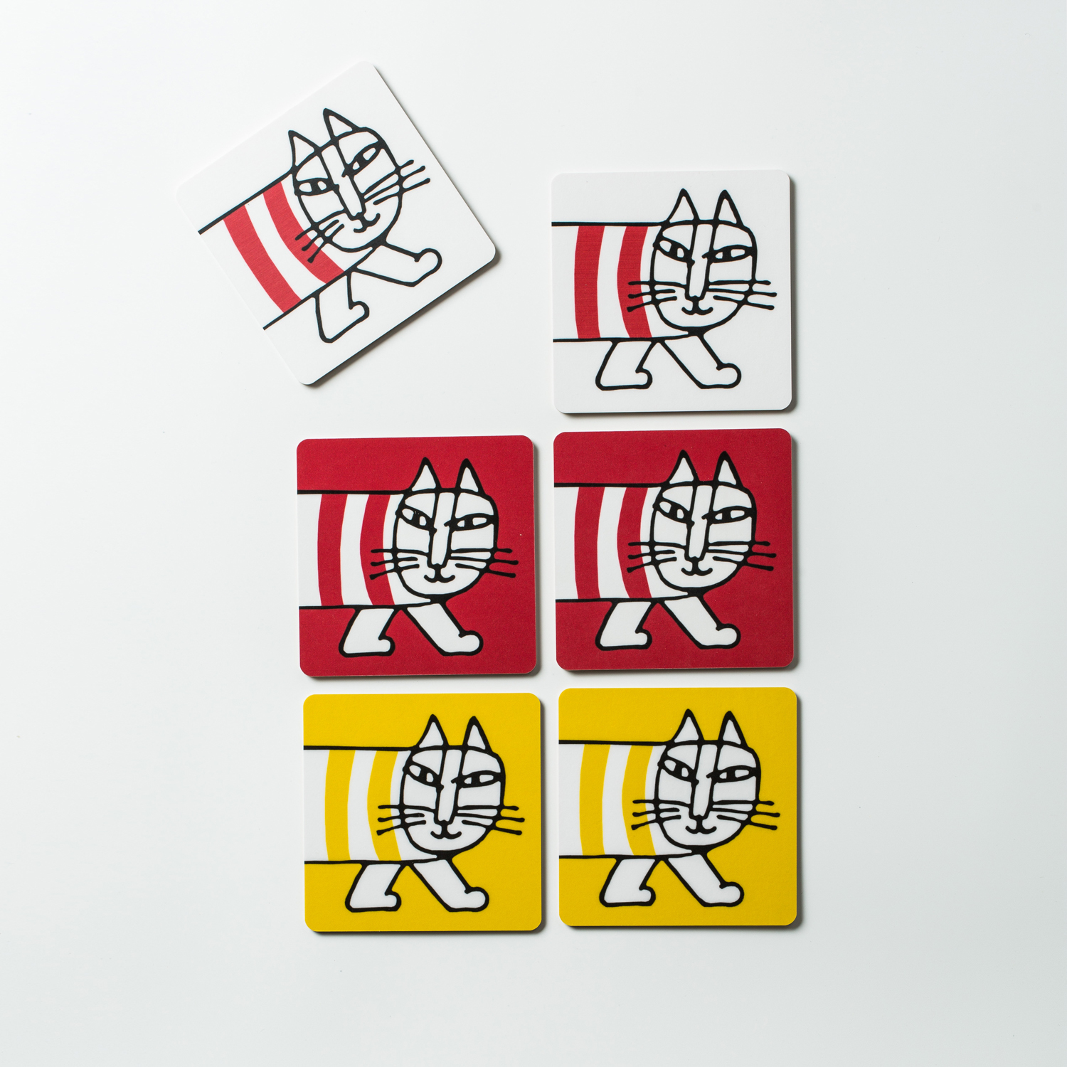 瑞典进口卡通杯垫-Opto Design米琪猫系列方形木质杯垫 6只装