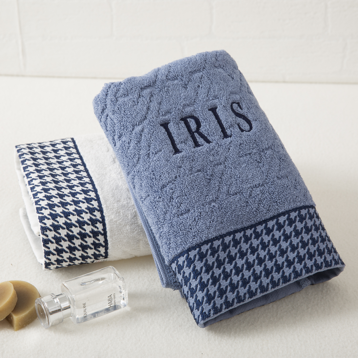 韩国进口提花毛巾-IRISGSOL抗菌系列犬牙格子花纹纯棉毛巾
