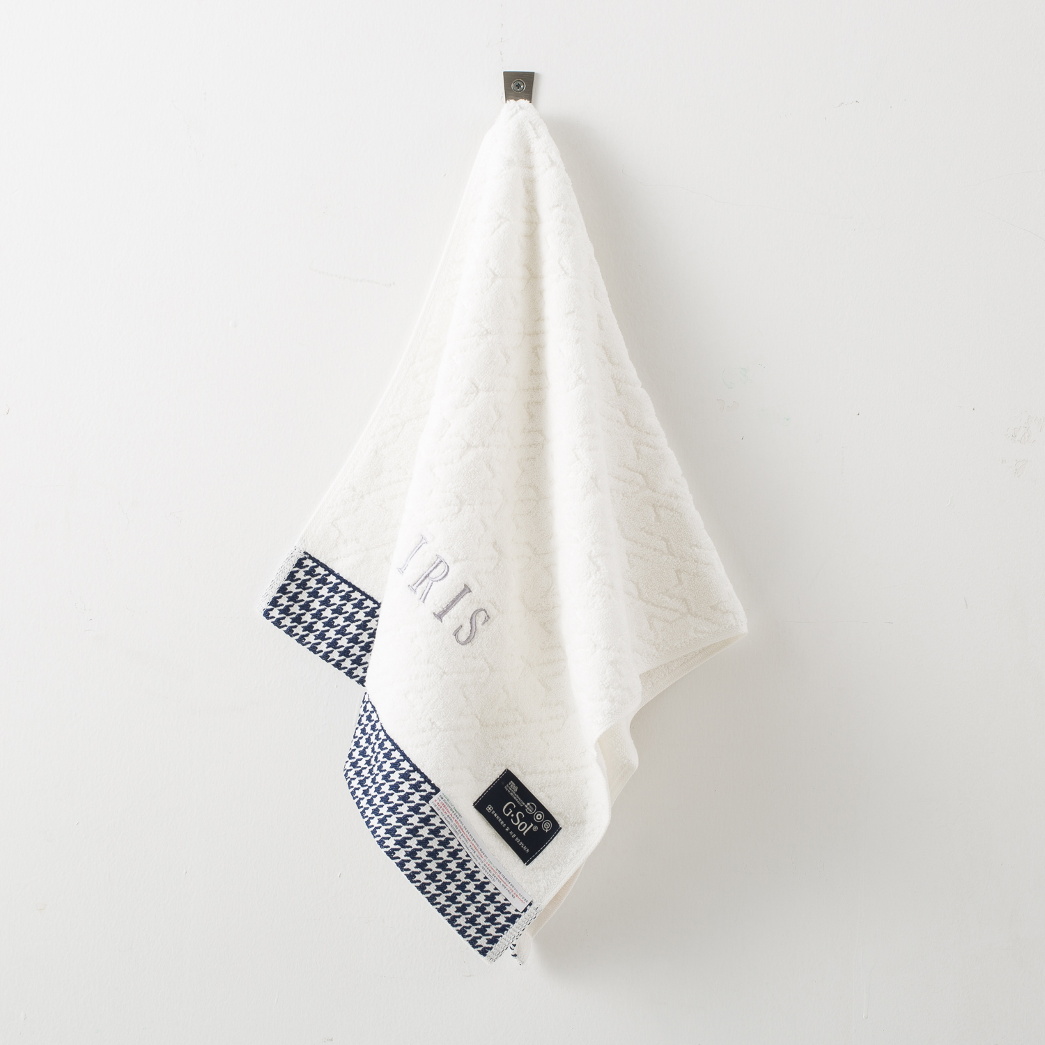 韩国进口情侣毛巾-IRISGSOL抗菌系列犬牙格子花纹纯棉毛巾