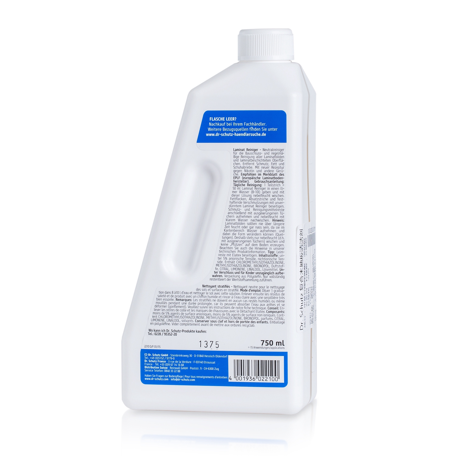 德国进口复合木地板清洁剂-Dr.Schutz天然清洁因子复合木地板清洁剂