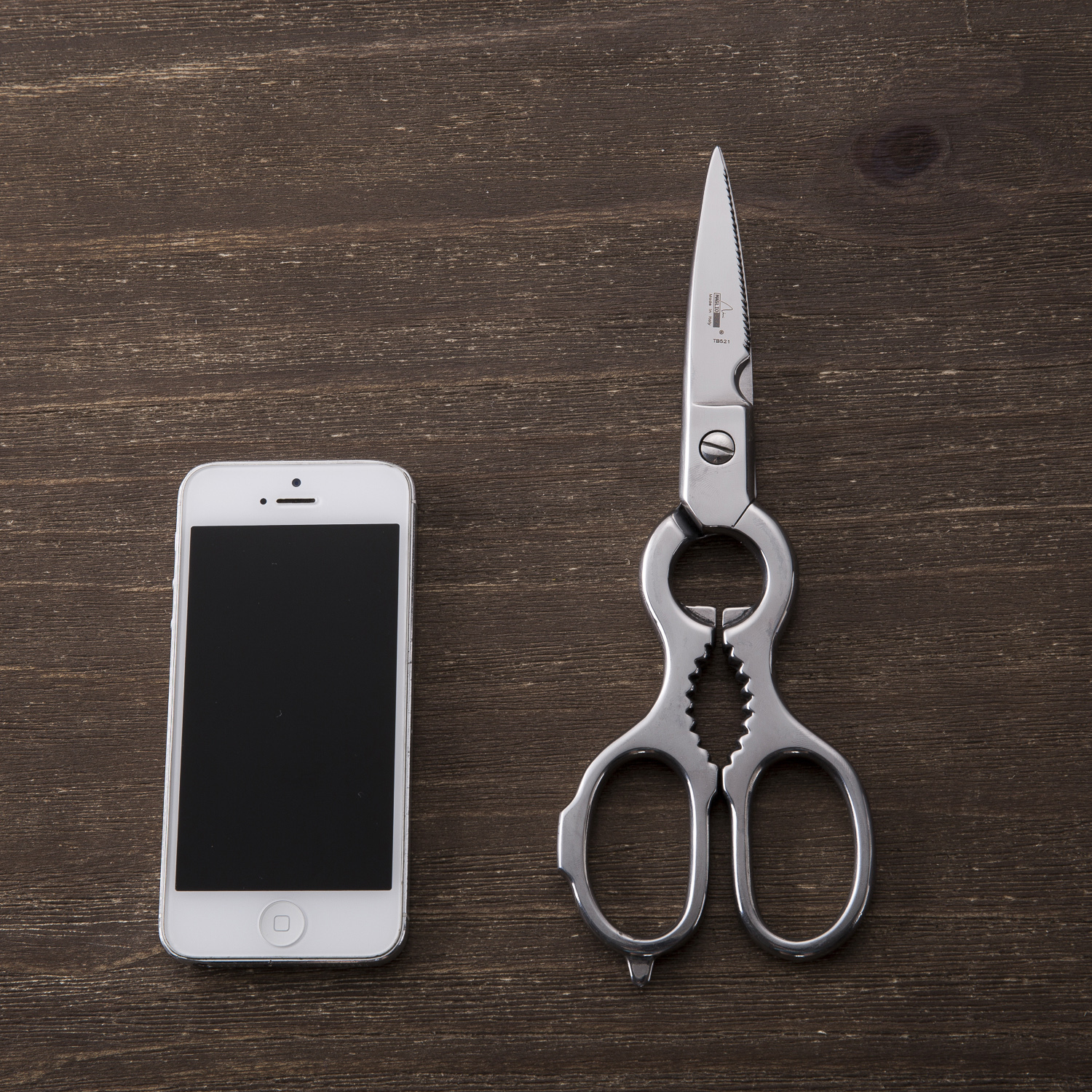 意大利进口厨房专用剪刀-Maglio Nero银色抛光柄厨房剪