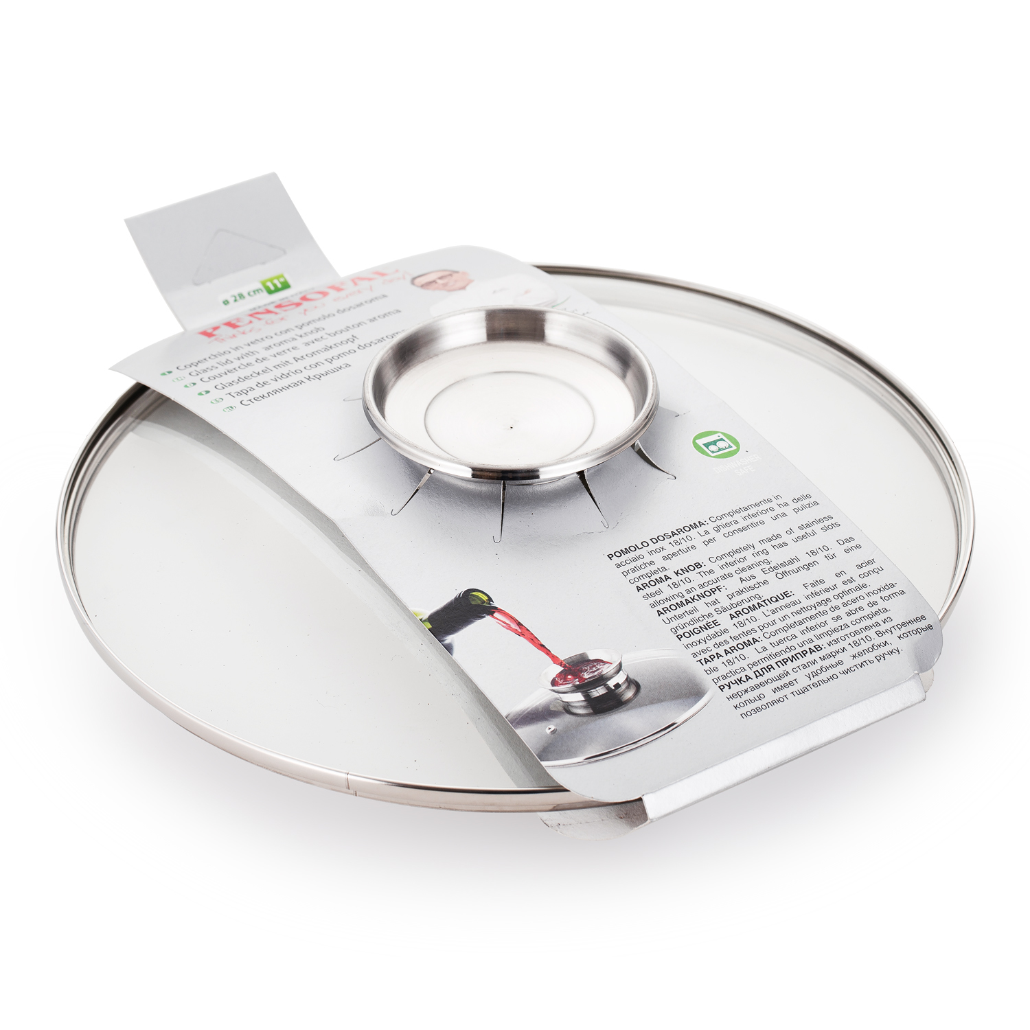 意大利进口防烫玻璃锅盖-pensofal不锈钢包边隔热防烫玻璃锅盖