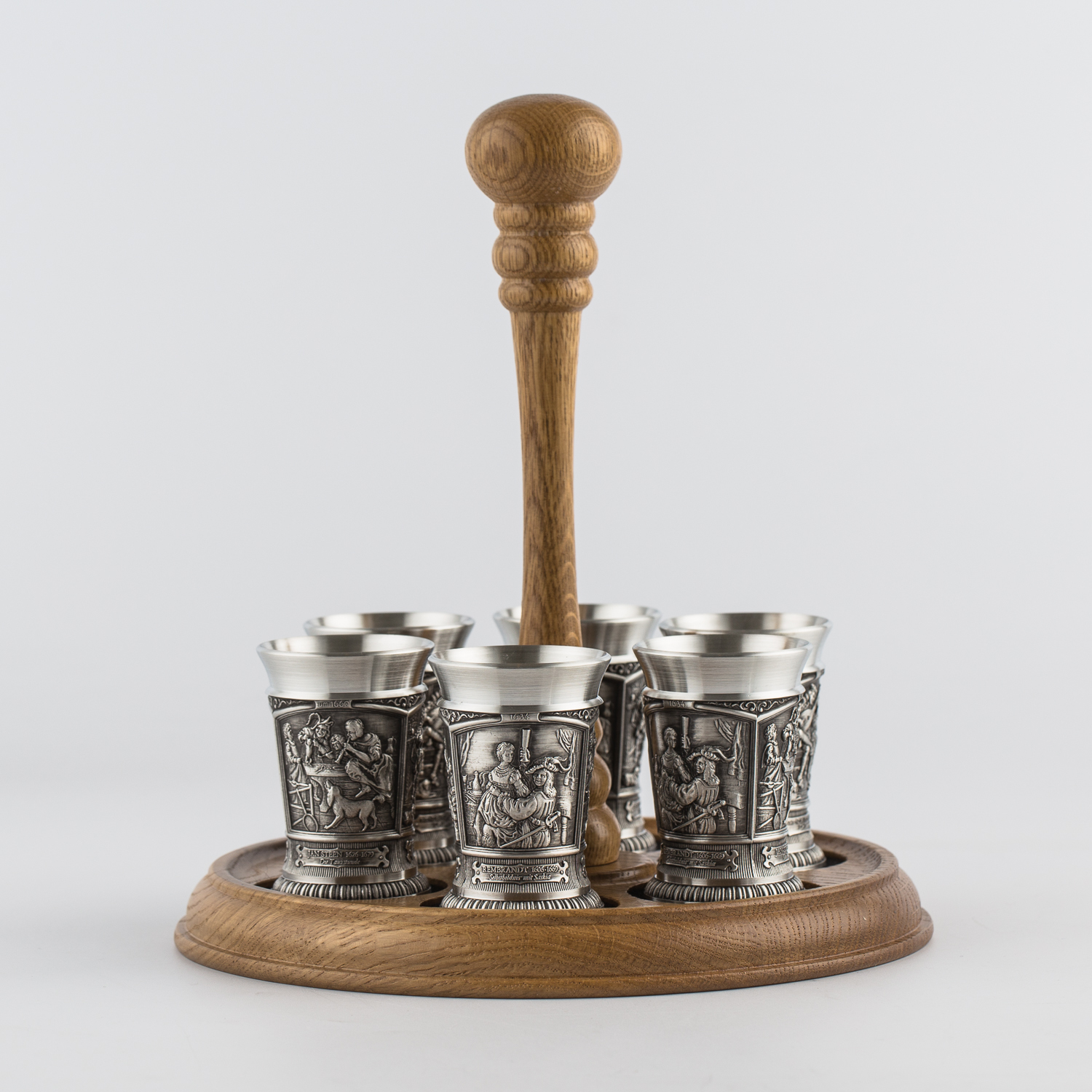 奥地利原产ARTINA锡制烈酒杯酒具托盘套装7只