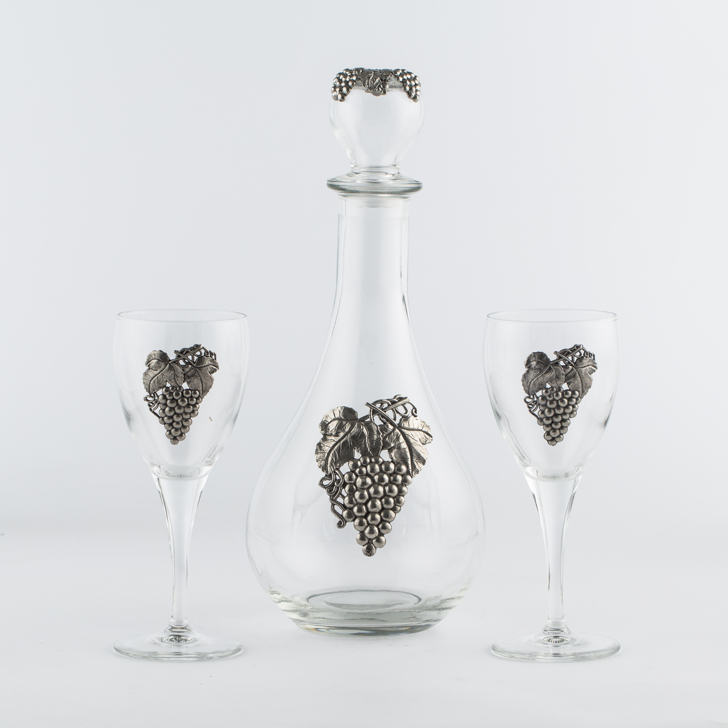 奥地利原产ARTINA锡制玻璃酒壶酒杯工艺酒杯3件套