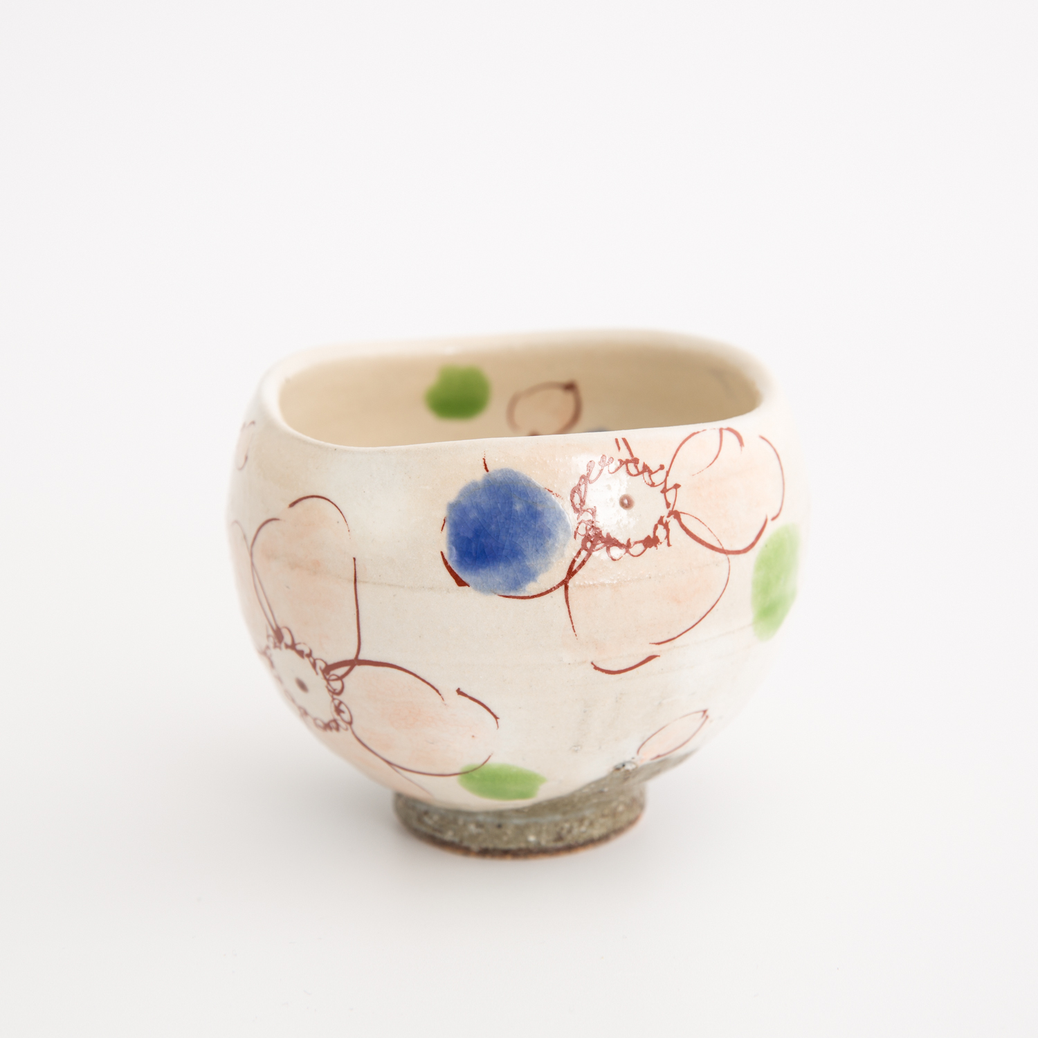 日本进口全手工茶杯-虚空藏窑URARA花语系列九谷烧白底手工杯 - 全手工茶杯