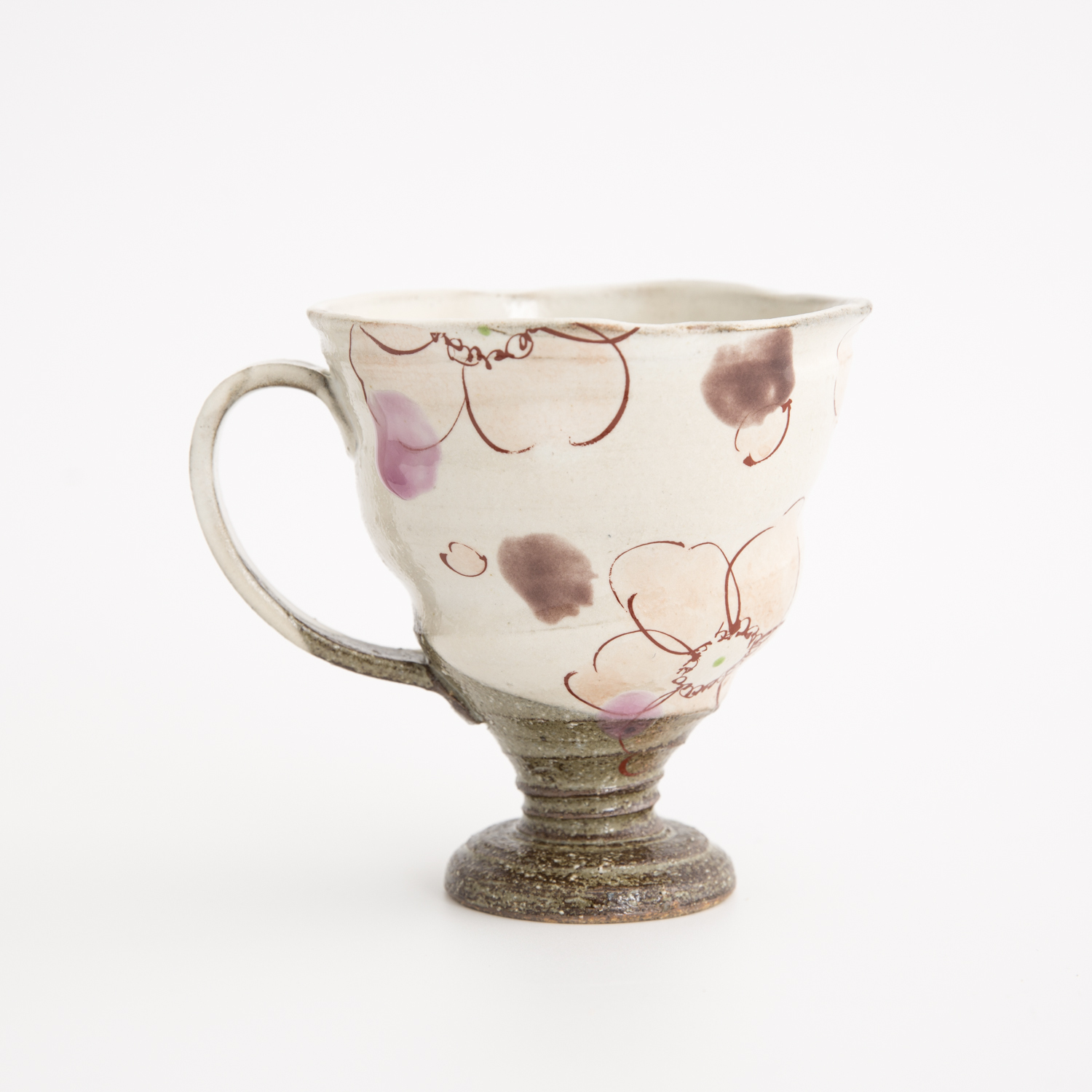 日本进口陶瓷马克杯-虚空藏窑花恋九谷烧手工马克杯