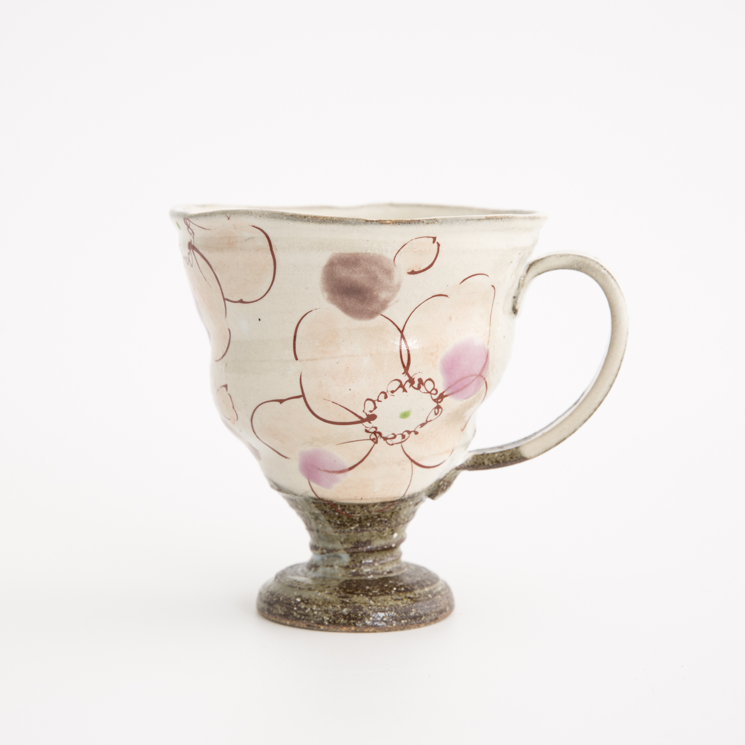 日本进口陶瓷马克杯-虚空藏窑花恋九谷烧手工马克杯