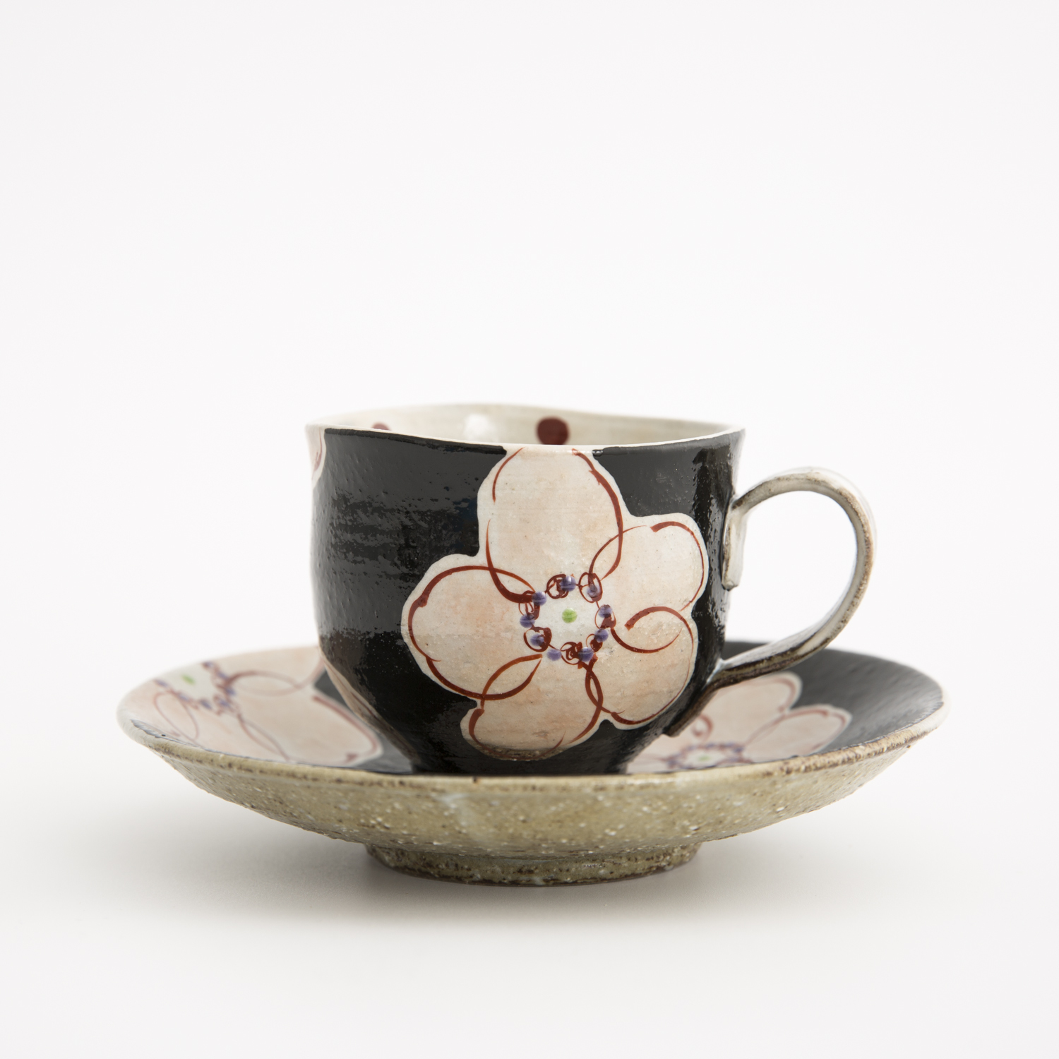 日本进口礼品咖啡杯-虚空藏窑浪漫樱花系列九谷烧手工咖啡杯