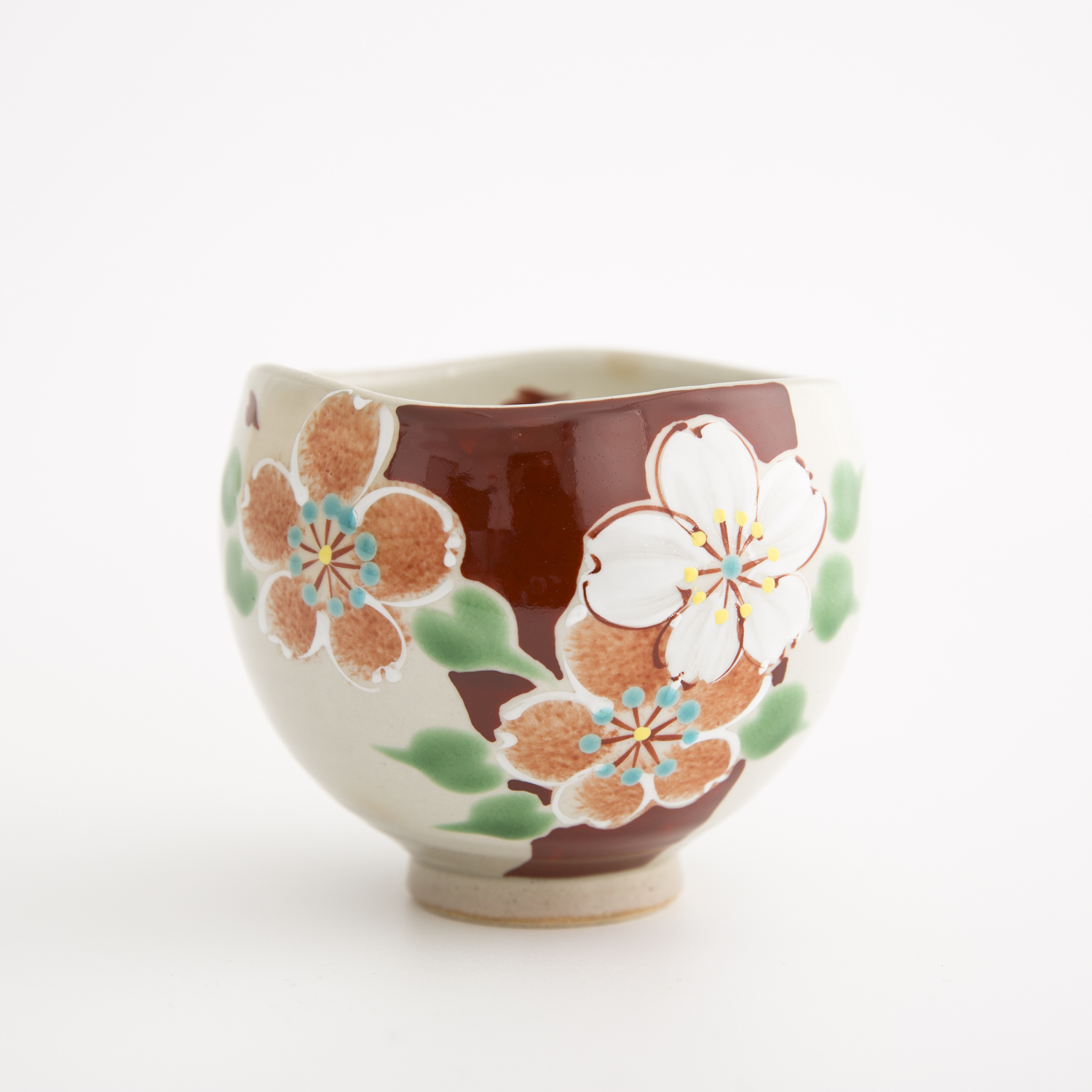 日本进口手工陶瓷杯-虚空藏窑旭日樱花系列九谷烧手工杯