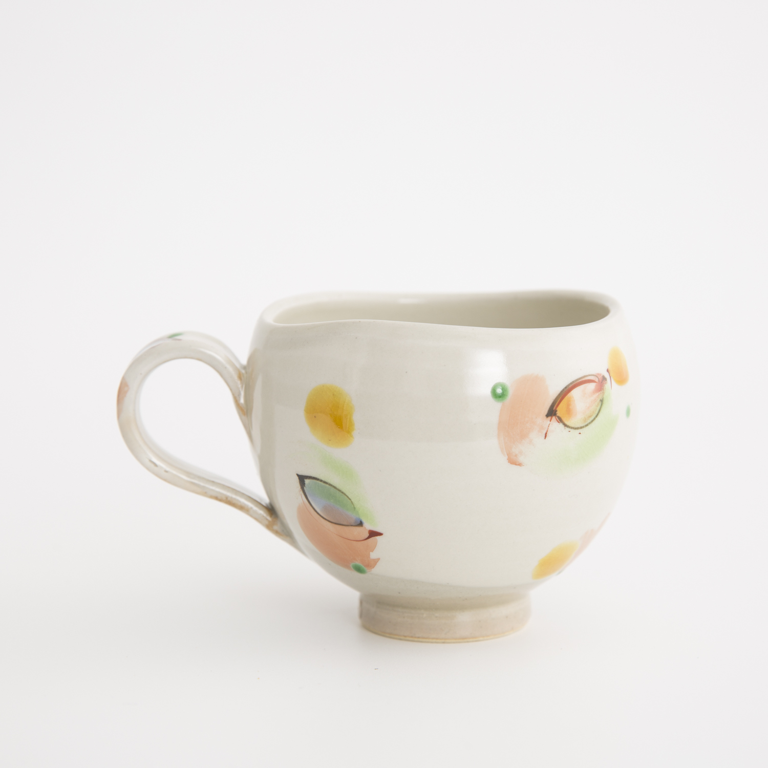 日本进口手工带柄杯-虚空藏窑风之舞语系列九谷烧手工带柄杯