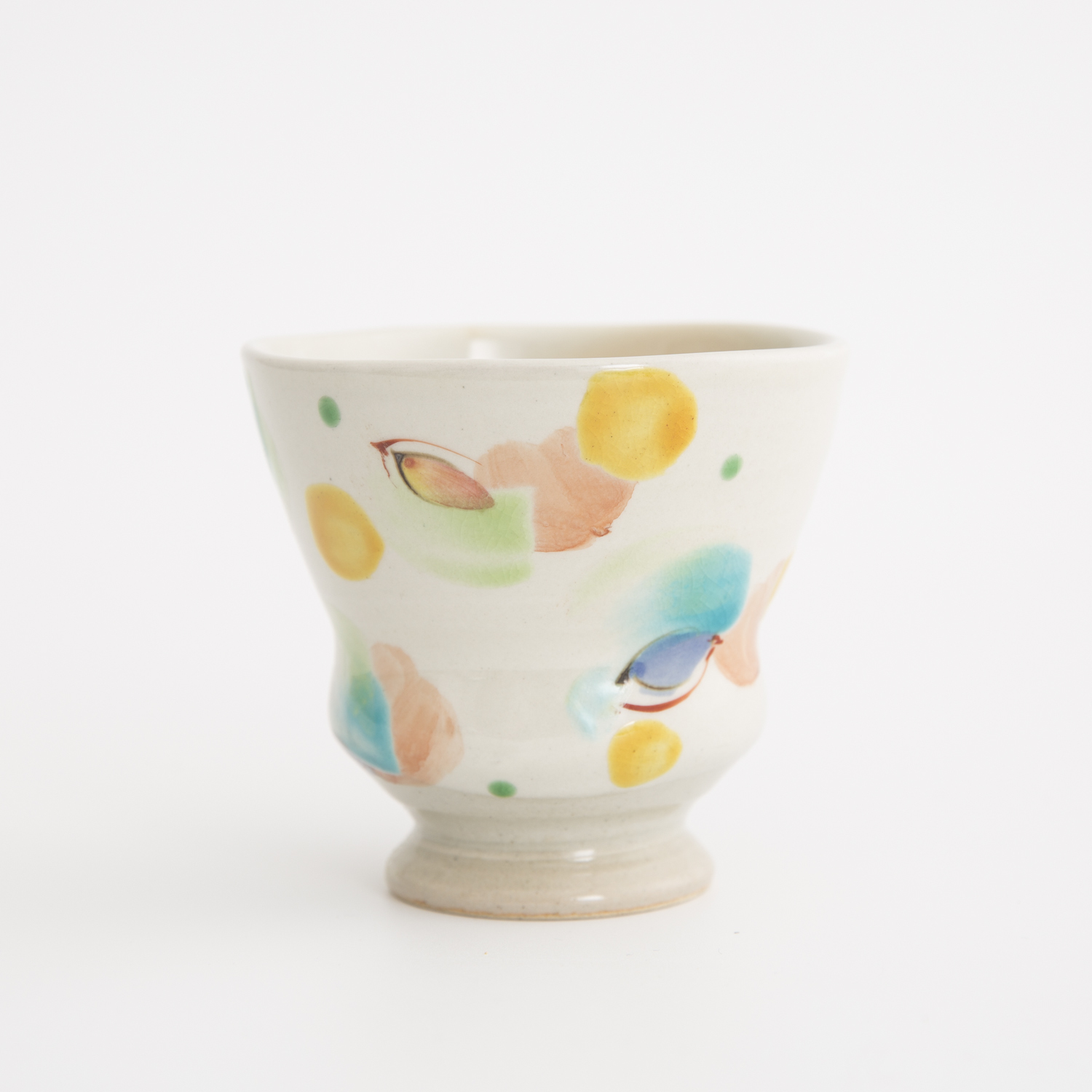 日本进口手工宽口杯-虚空藏窑风之舞语系列九谷烧手工宽口杯