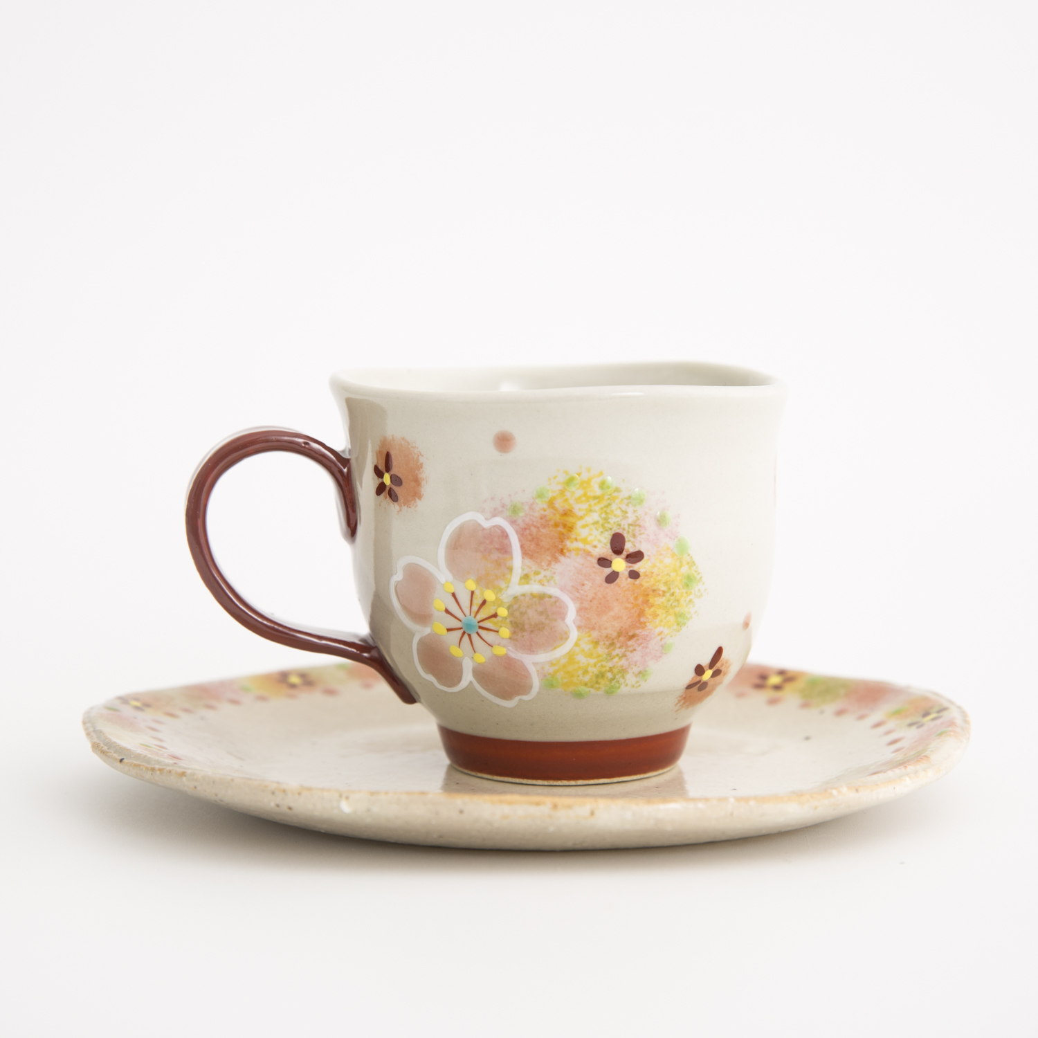 日本进口创意咖啡杯-虚空藏窑花之小巷系列九谷烧手工咖啡杯(带碟)