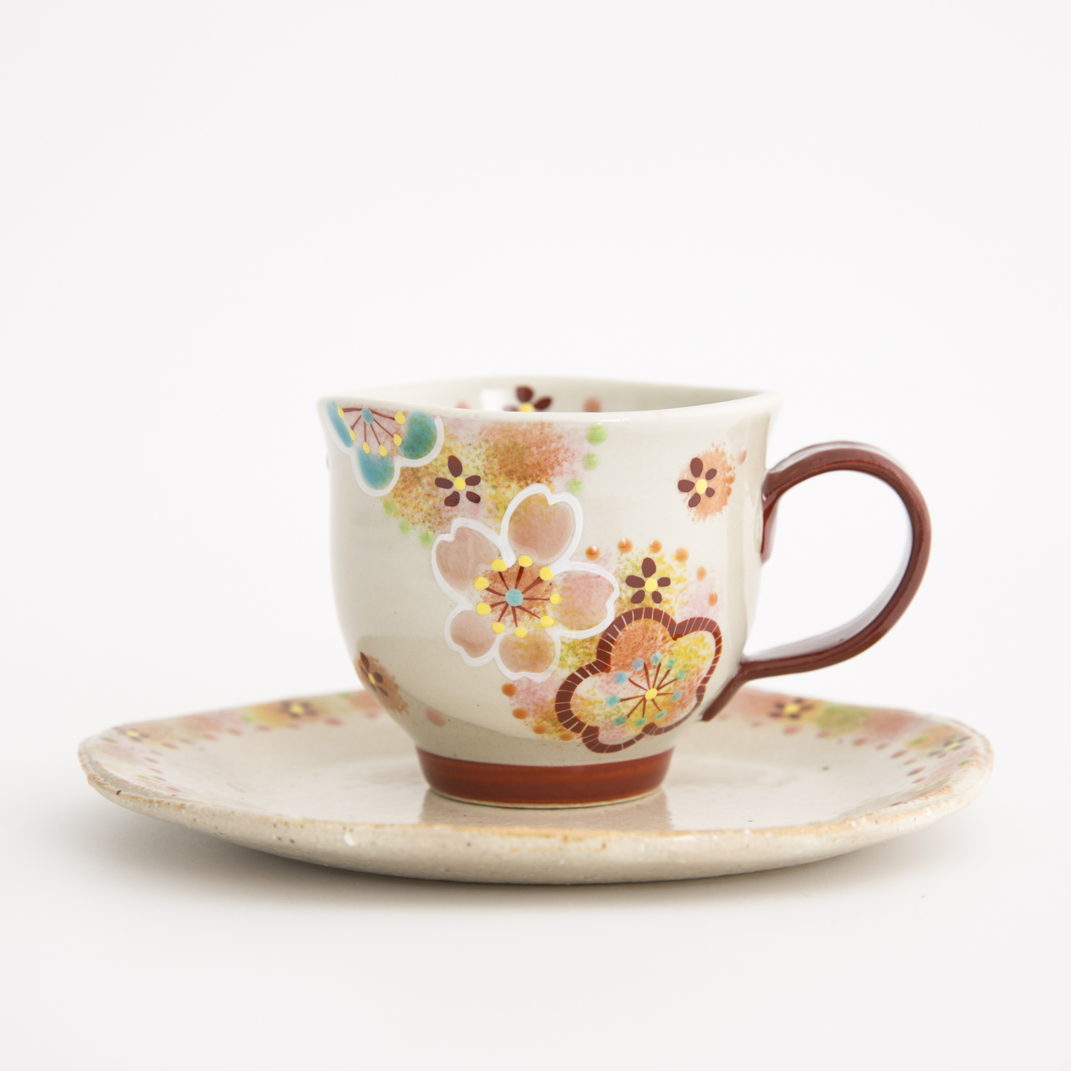 日本进口创意咖啡杯-虚空藏窑花之小巷系列九谷烧手工咖啡杯(带碟)