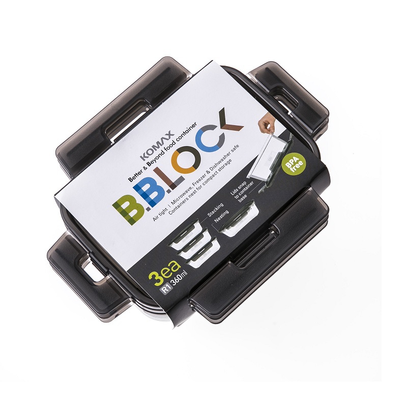 韩国进口带盖保鲜盒-韩国Komax BB LOCK(360ml)长方形保鲜盒 3块灰盖 韩国进口带盖保鲜盒-韩国Komax BB LOCK(360ml)长方形保鲜盒 3块灰盖