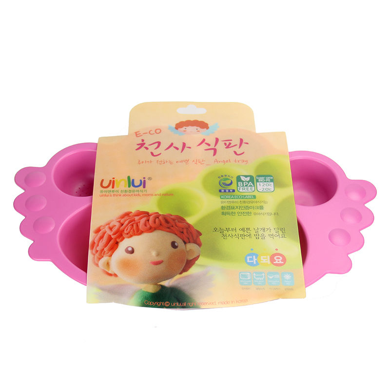 韩国进口儿童多格餐盘-uinlui天然甘蔗制成儿童餐具天使多格餐盘