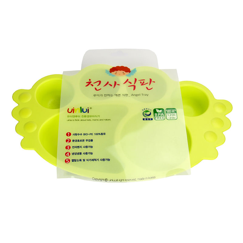 韩国进口不锈钢儿童餐具-uinlui天然甘蔗制成儿童餐具天使多格餐盘