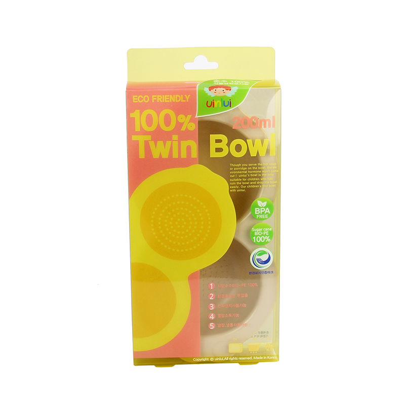 韩国进口儿童餐具图片-uinlui天然甘蔗制成儿童餐具炫彩双格碗