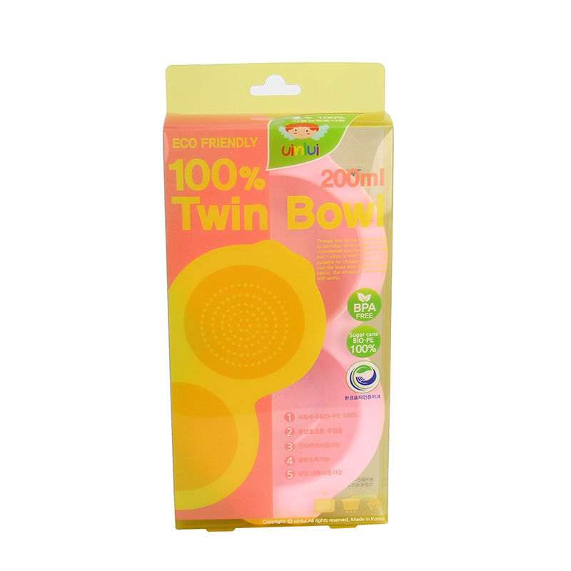 韩国进口儿童玉米餐具-uinlui天然甘蔗制成儿童餐具炫彩双格碗
