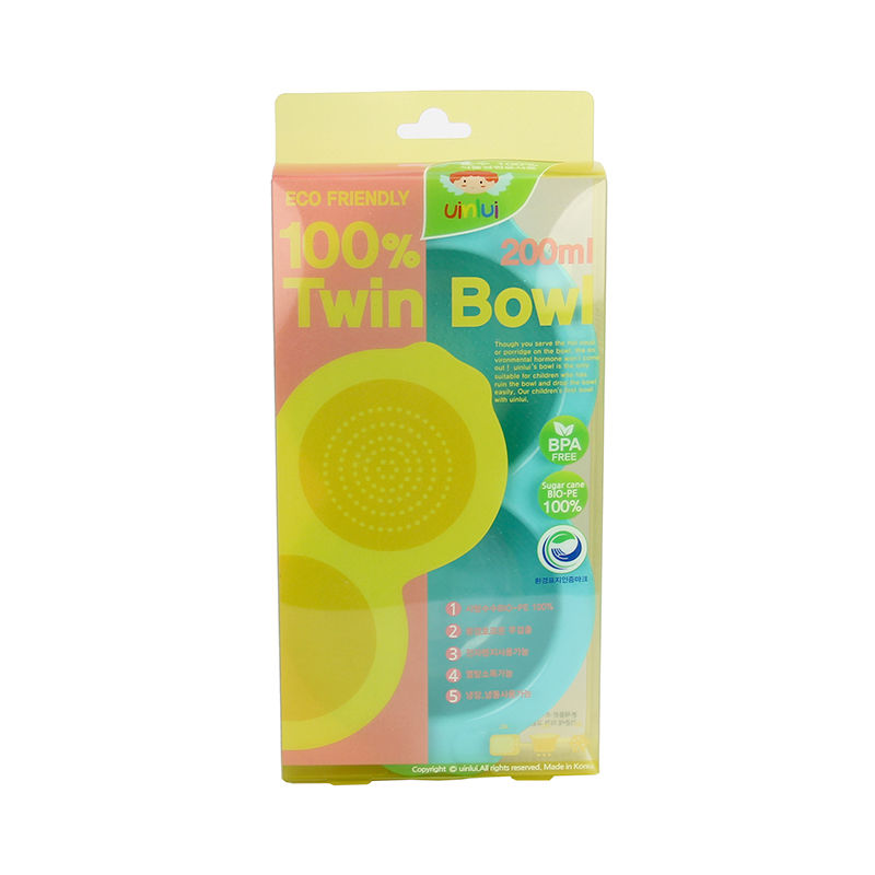 韩国进口儿童可爱餐具-uinlui天然甘蔗制成儿童餐具炫彩双格碗