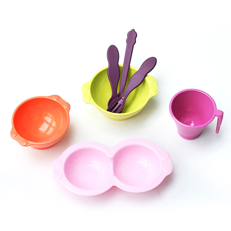 韩国进口儿童餐具盒-uinlui天然甘蔗制成儿童餐具炫彩7件套装 - 儿童餐具盒