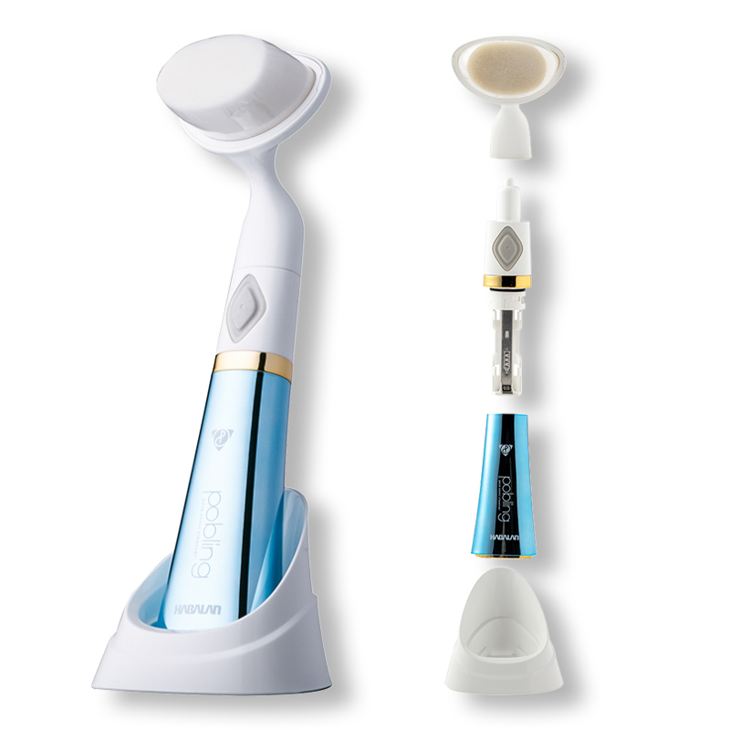 韩国进口洗脸洁面仪-POBLING第六代刷头可替换振动洁面仪蓝白色