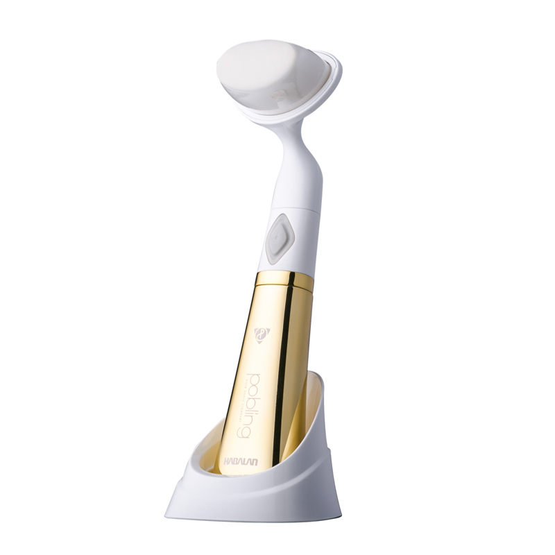 韩国进口声波洁面仪-POBLING第六代刷头可替换振动洁面仪金白色