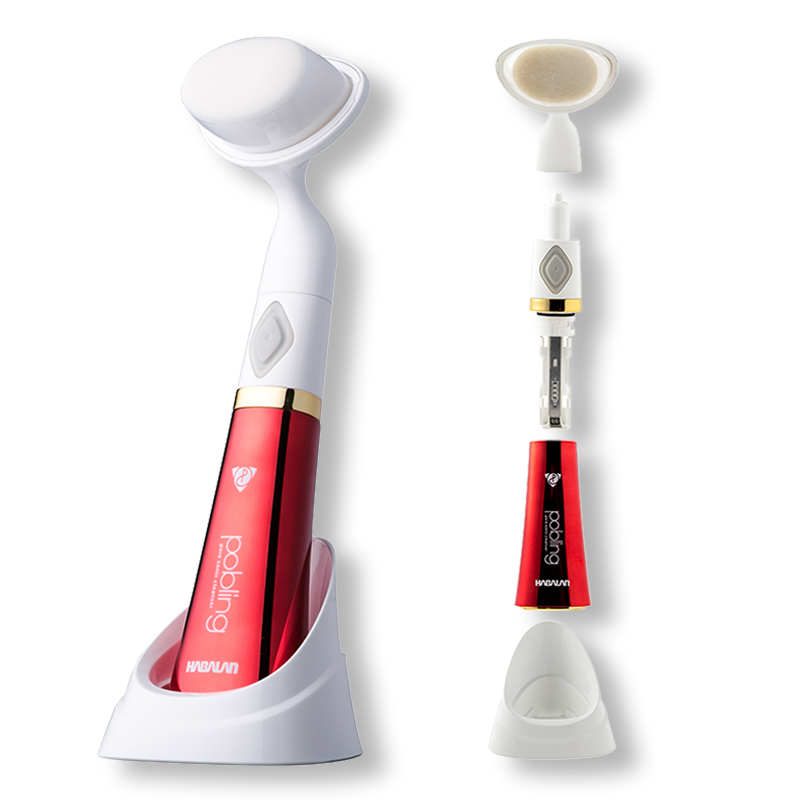 韩国进口洁肤仪-POBLING第六代刷头可替换振动洁面仪红白色