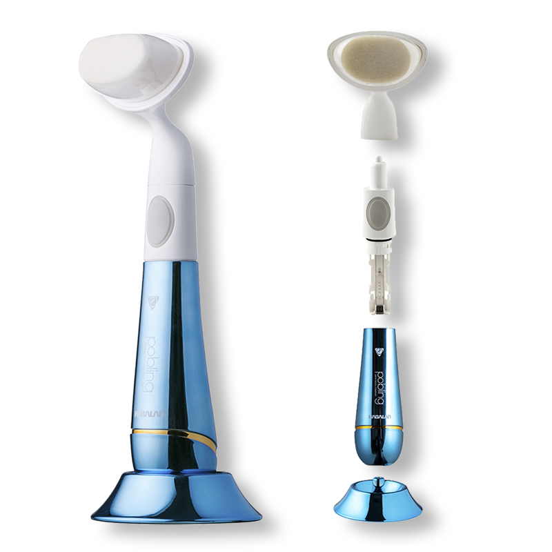 韩国进口洁面仪-POBLING第七代刷头可替换振动洁面仪蓝-白色