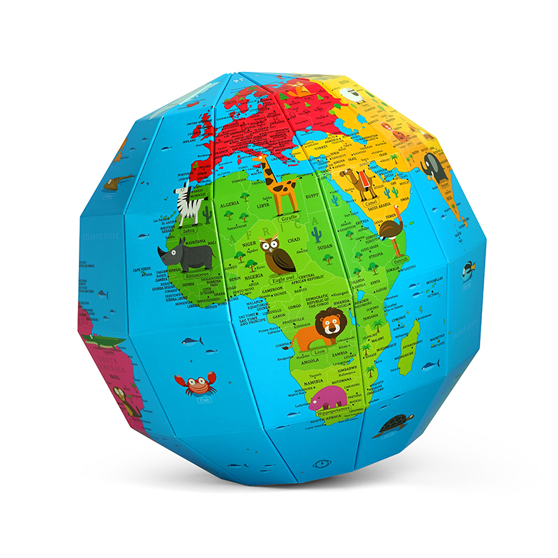 韩国进口工艺品摆件-zemiro韩纸儿童动物世界地球仪