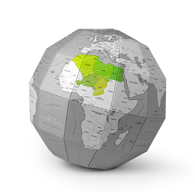 韩国进口客厅工艺品摆件-zemiro韩纸多彩世界地球仪灰色