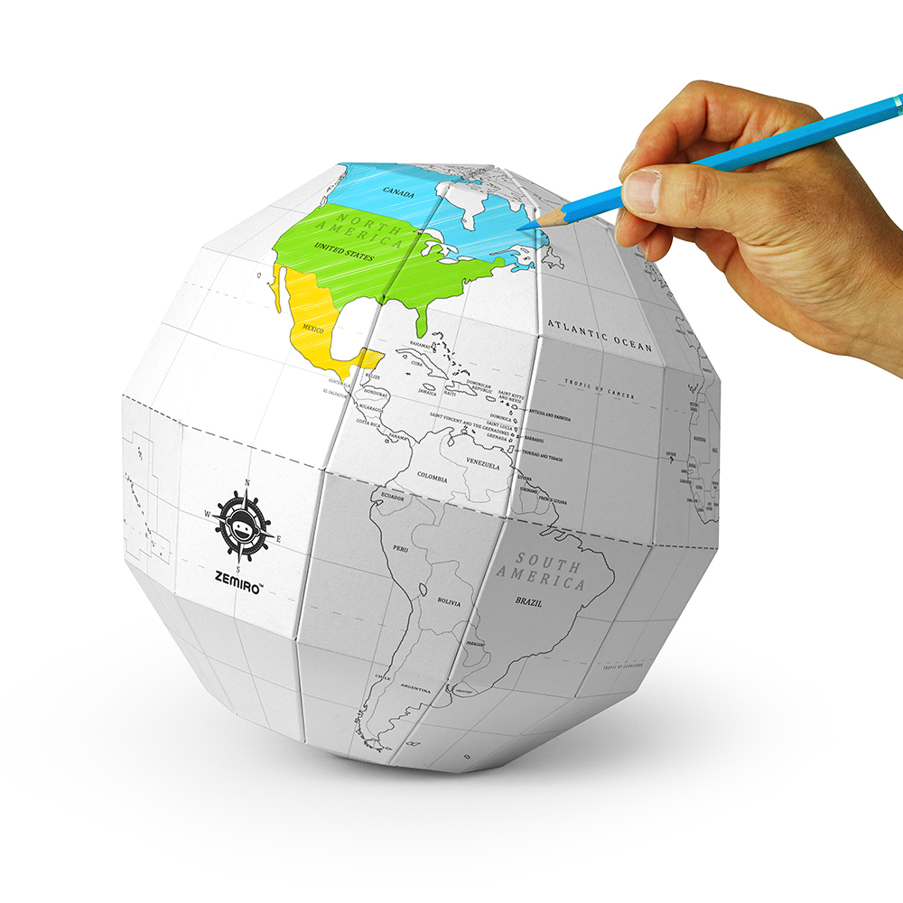 韩国进口摆设工艺品-zemiro韩纸多彩世界地球仪