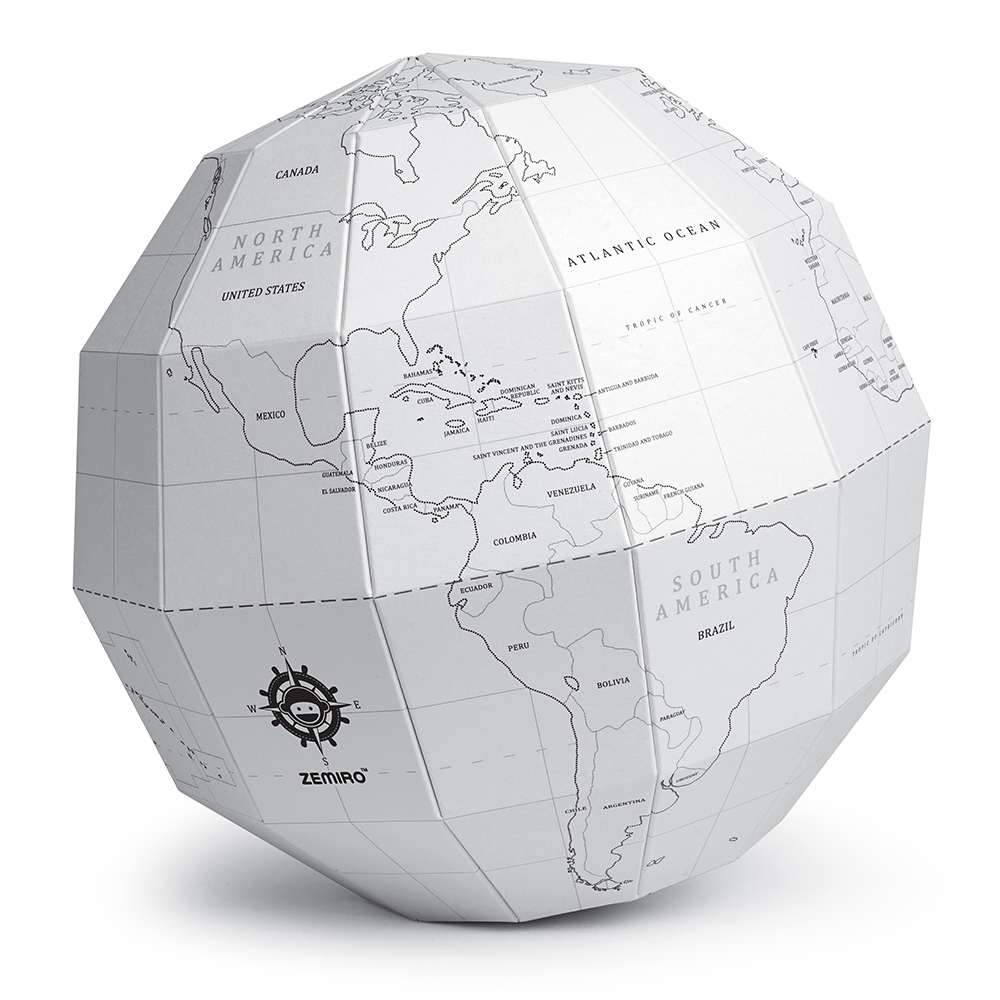 韩国进口摆设工艺品-zemiro韩纸多彩世界地球仪