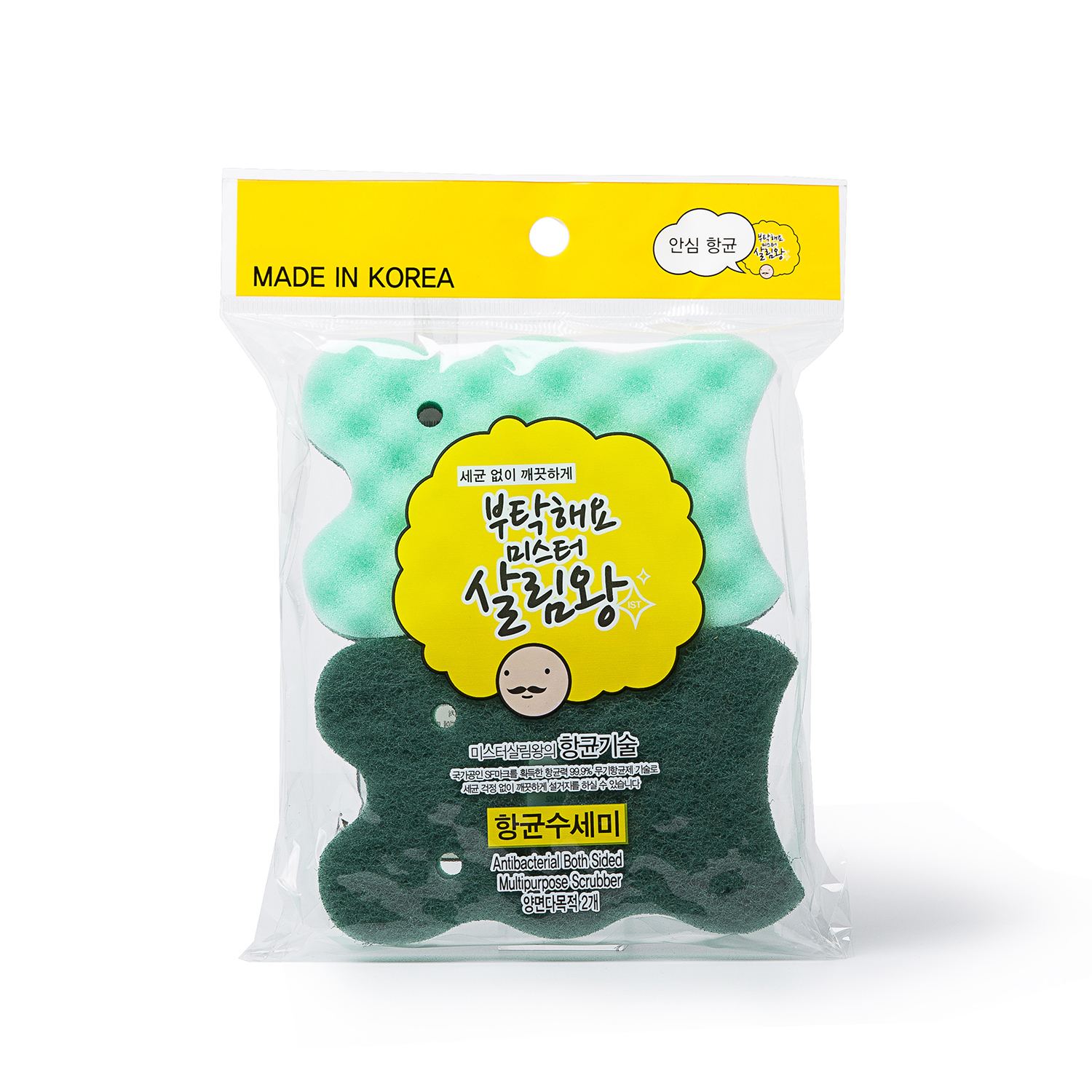 韩国进口海绵抹布-Mr. King of House Keeping双面多用途海绵抹布2片装