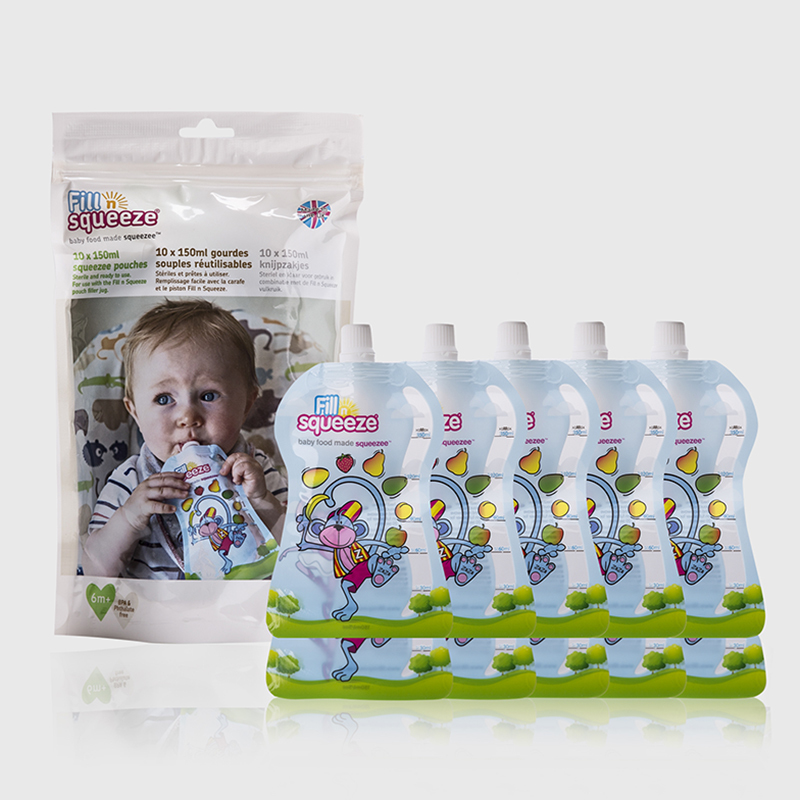 英国进口婴儿辅食袋-Fill N Squeeze可微波可冷冻便携带辅食袋10件装 - 婴儿辅食袋