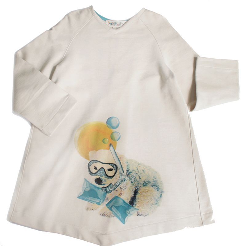 西班牙原产MoNiKaKo Kids 白色长袖v领连衣裙女童2-6岁 西班牙原产MoNiKaKo Kids 白色长袖v领连衣裙女童2-6岁