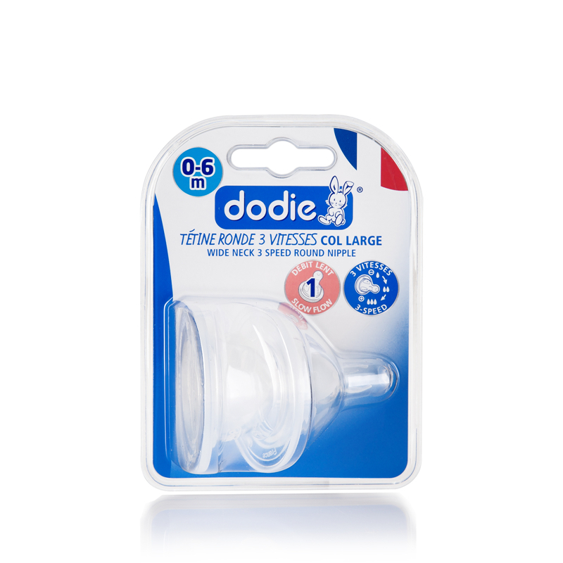 法国进口国外硅胶奶嘴-DODIEInitiation+系列防胀气宽口三极变速圆形硅胶奶嘴