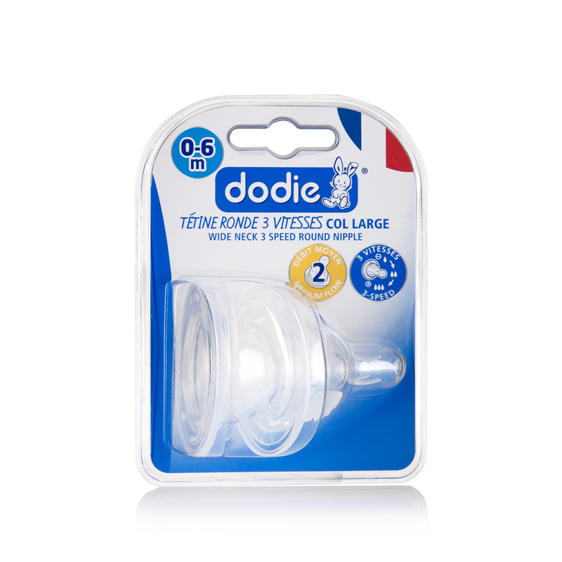 法国原装进口硅胶奶嘴-DODIEInitiation+系列防胀气宽口三极变速圆形硅胶奶嘴