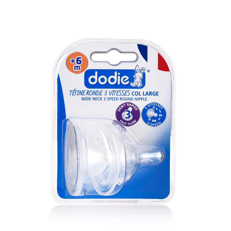 法国进口硅胶奶嘴-DODIEInitiation+系列防胀气宽口三极变速圆形硅胶奶嘴