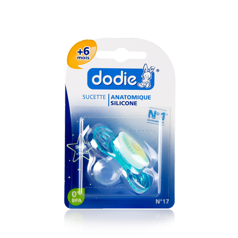 法国进口安抚奶嘴-DODIE对称圆形硅胶安抚哄睡奶嘴夜光夜用型