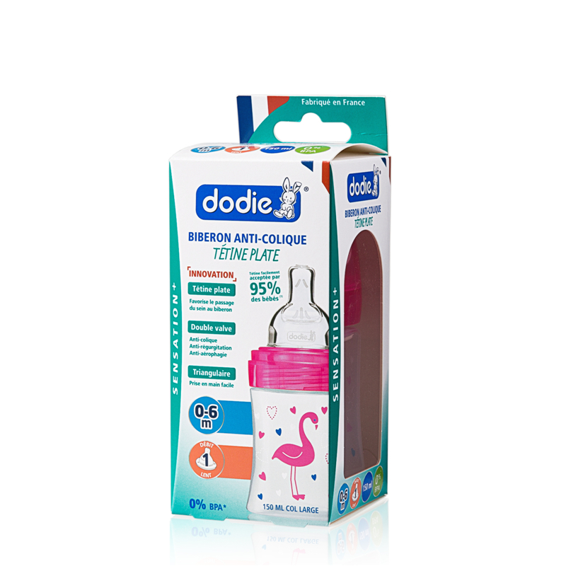 法国进口硅胶奶瓶-DODIESensation系列防胀气宽口婴儿奶瓶含小号奶嘴