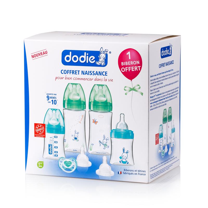 法国进口婴儿奶瓶-DODIEInitiation宽口奶瓶奶嘴新生儿经济套装0-6个月