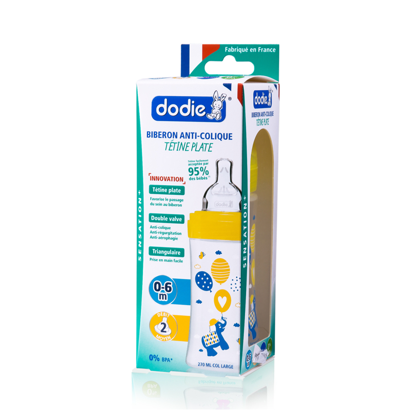 法国进口宽口径奶瓶-DODIESensation系列防胀气宽口婴儿奶瓶2含中号奶嘴