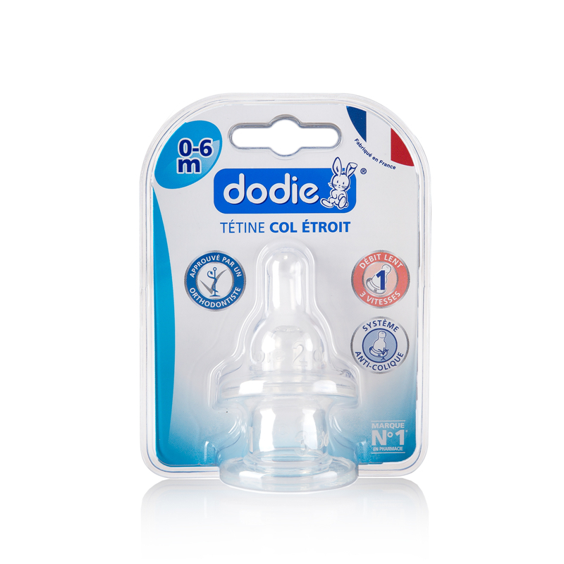 法国进口仿真硅胶奶嘴-DODIE防胀气经典原版变速窄口硅胶奶嘴大中小号