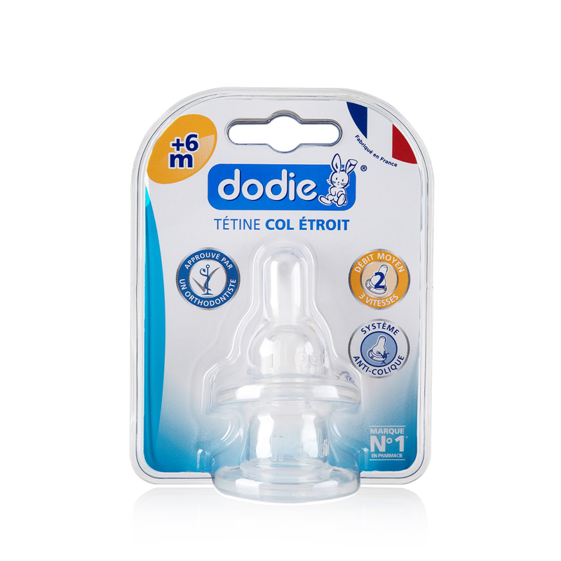 法国进口仿真硅胶奶嘴-DODIE防胀气经典原版变速窄口硅胶奶嘴大中小号