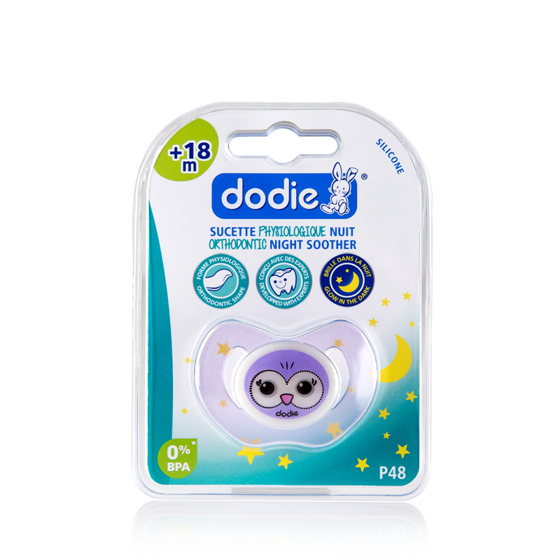 法国进口宝宝硅胶安抚奶嘴-DODIE拇指形正牙仿生理硅胶安抚奶嘴夜光夜用