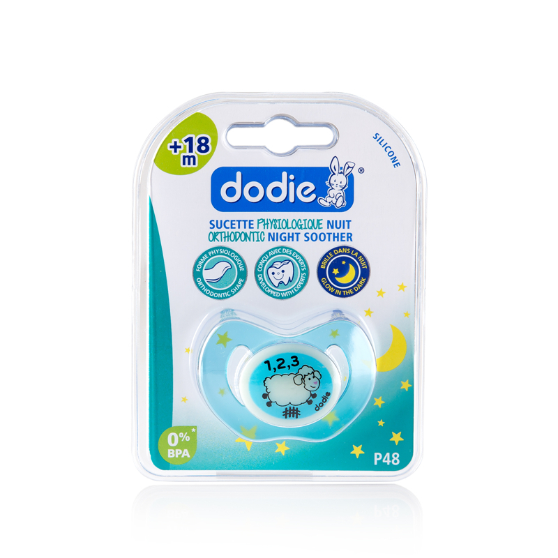 法国进口宝宝安抚奶嘴-DODIE拇指形正牙仿生理硅胶安抚奶嘴夜光夜用