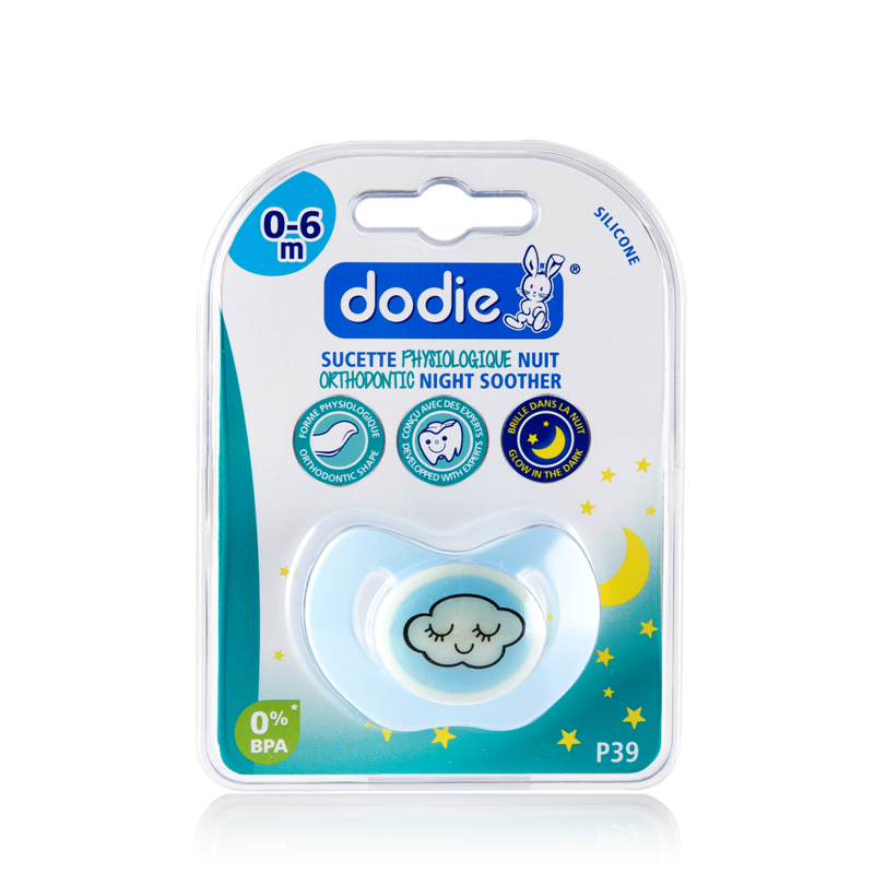 法国进口宝宝安抚奶嘴-DODIE拇指形正牙仿生理硅胶安抚奶嘴夜用型0-6个月新生儿